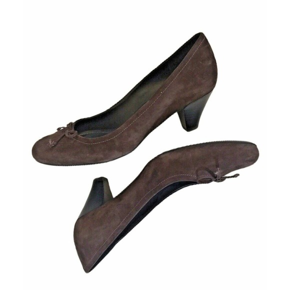 ECCO New Dehli Suede Coffee Brown Pumps Heels Flex Sole Size 40 US 9/9.5 - Picture 10 of 12